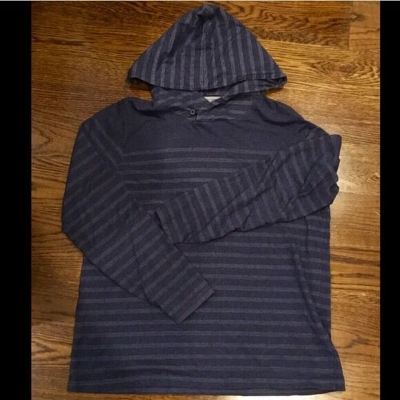 BANANA REPUBLIC Navy Striped Pullover Hoodie XL - Picture 3 of 9